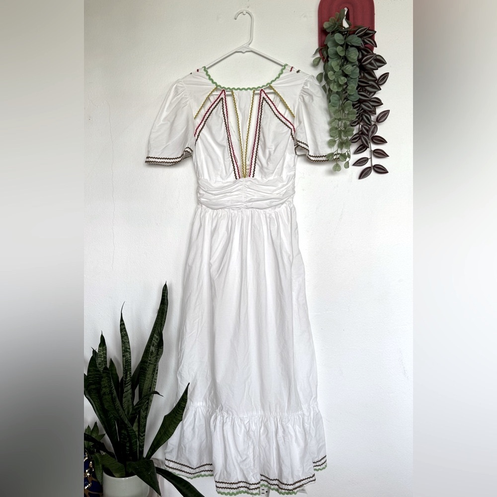 Urban Outfitters White Cotton Dress with Strappy Detail